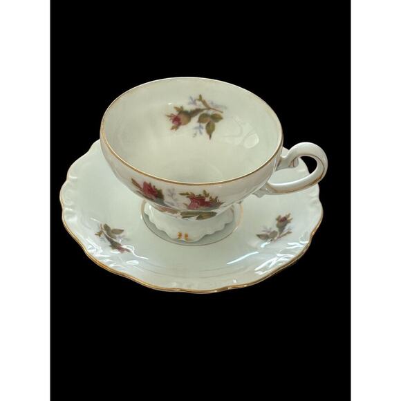 Vtg Lefton Occupied Japan China MOSS ROSE Floral Teacup & Saucer - Picture 9 of 10